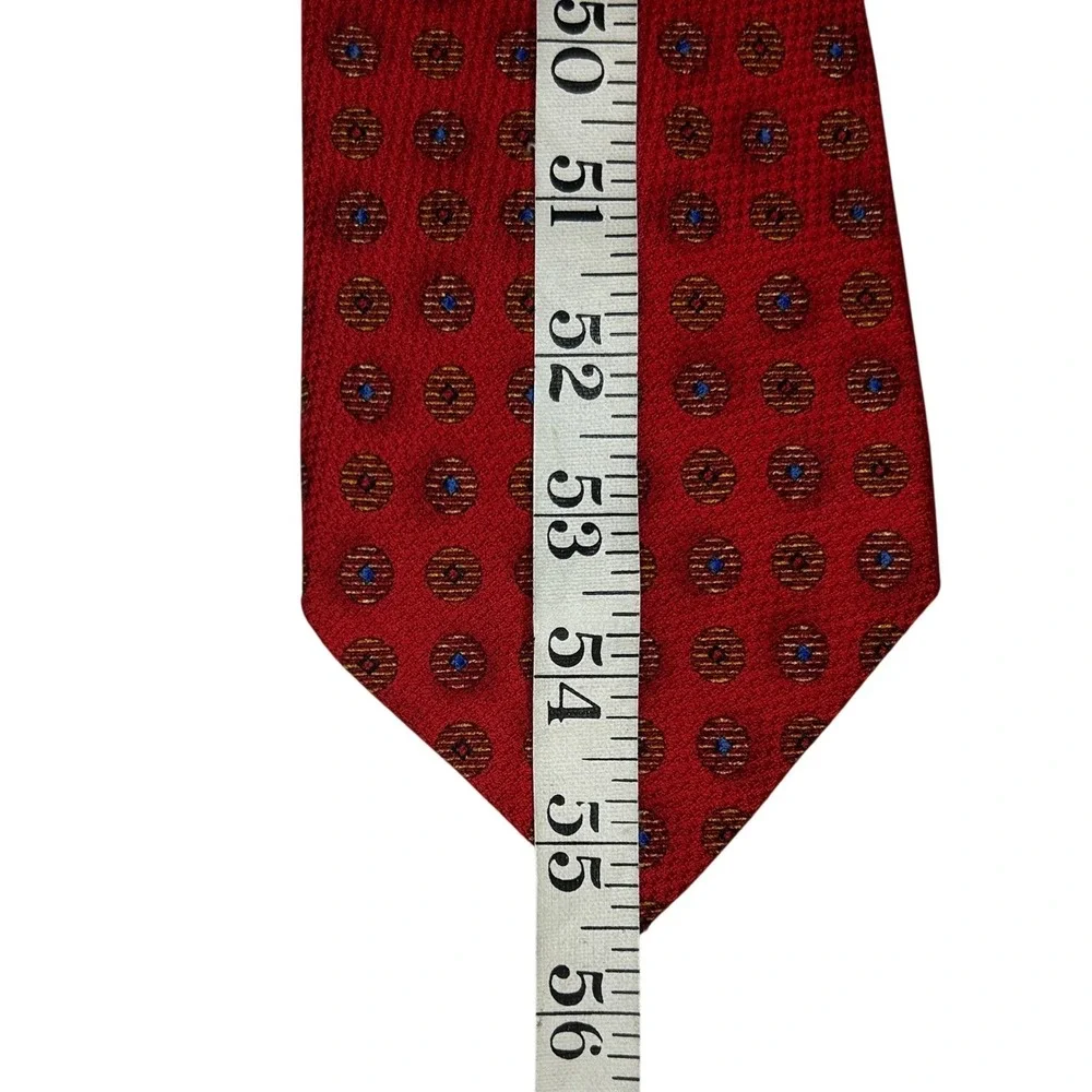 Ermenegildo Zegna‎ Silk Tie Men's Red Gold Blue Geometric Medallion Italy